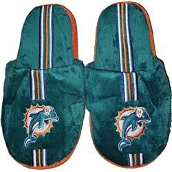 Miami Dolphins Slipper - Youth 8-16 Size 1-2 Stripe - (1 Pair) - S