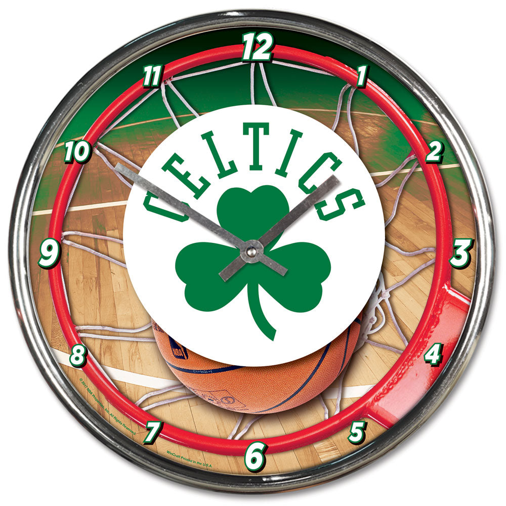 Boston Celtics Clock Round Wall Style Chrome Periodic Restock