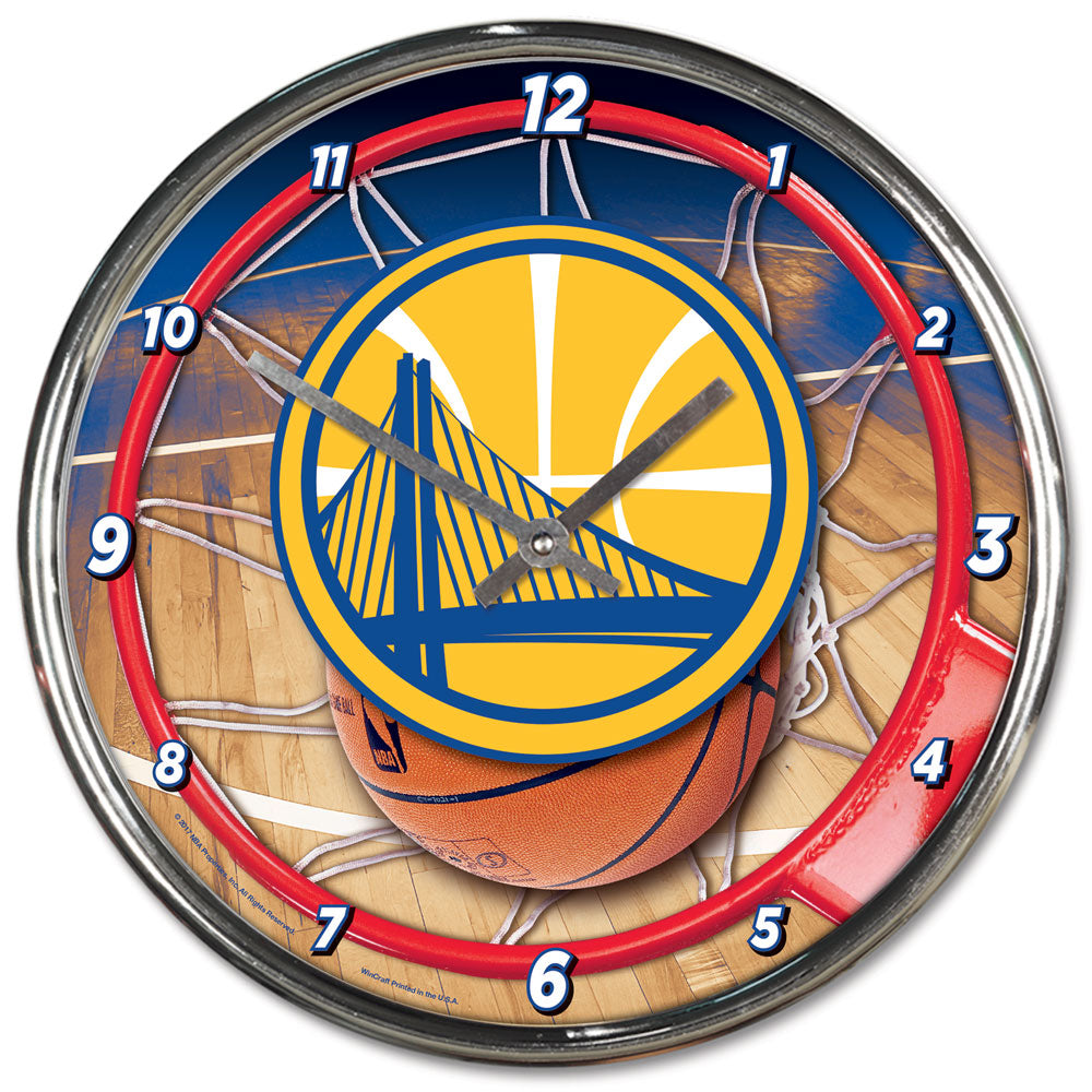 Golden State Warriors Clock Round Wall Style Chrome Periodic Restock