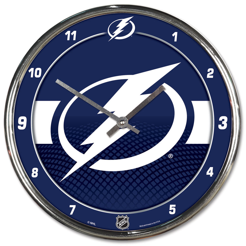 Tampa Bay Lightning Clock Round Wall Style Chrome Periodic Restock