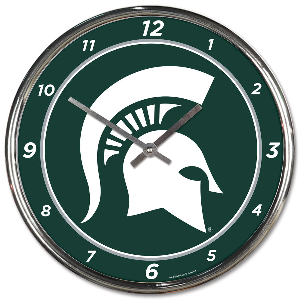 Michigan State Spartans Round Chrome Wall Clock Periodic Restock
