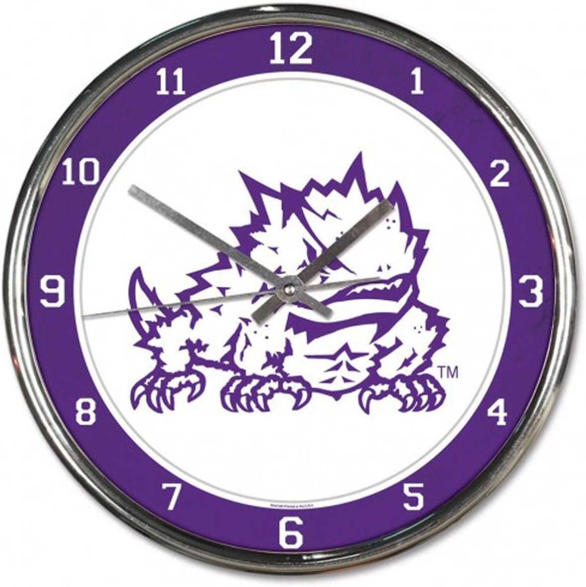 TCU Horned Frogs Clock Round Wall Style Chrome Periodic Restock