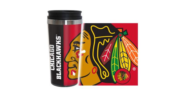 Chicago Blackhawks Travel Mug 14oz Full Wrap Style Hype Design - Special Order