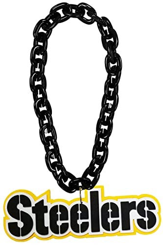 Pittsburgh Steelers Necklace Fan Chain Black Wordmark - Special Order