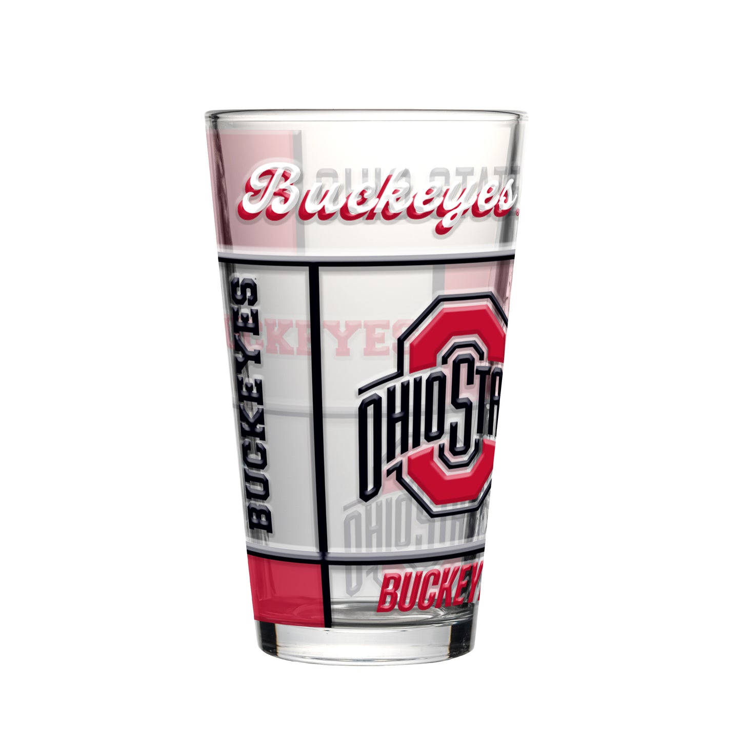 Ohio State Buckeyes Pint Glass 16oz Quilted Stained Boxed