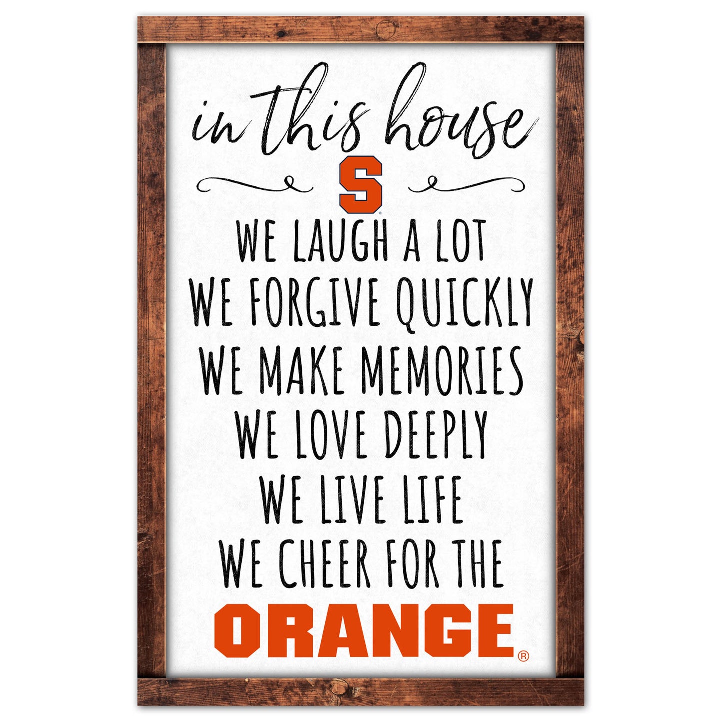 Syracuse Orange Sign 11x17 Wood In This House