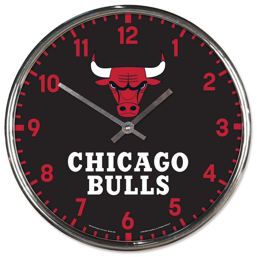 Chicago Bulls Clock Round Wall Style Chrome Periodic Restock