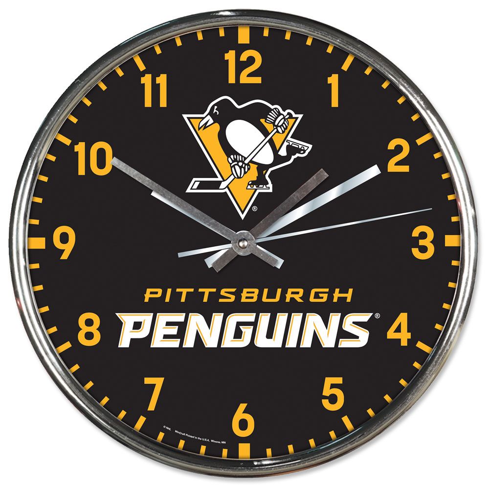 Pittsburgh Penguins Round Chrome Wall Clock Periodic Restock