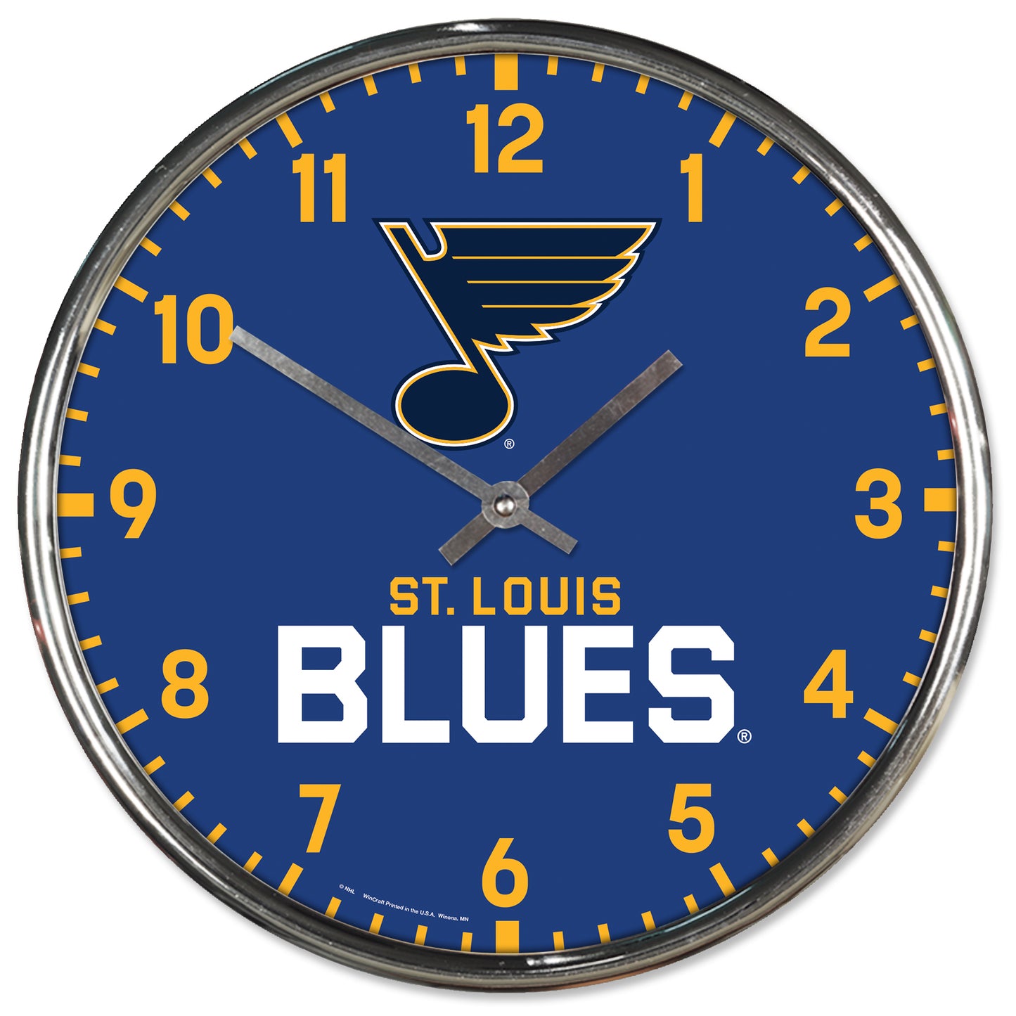 St. Louis Blues Clock Round Wall Style Chrome Periodic Restock