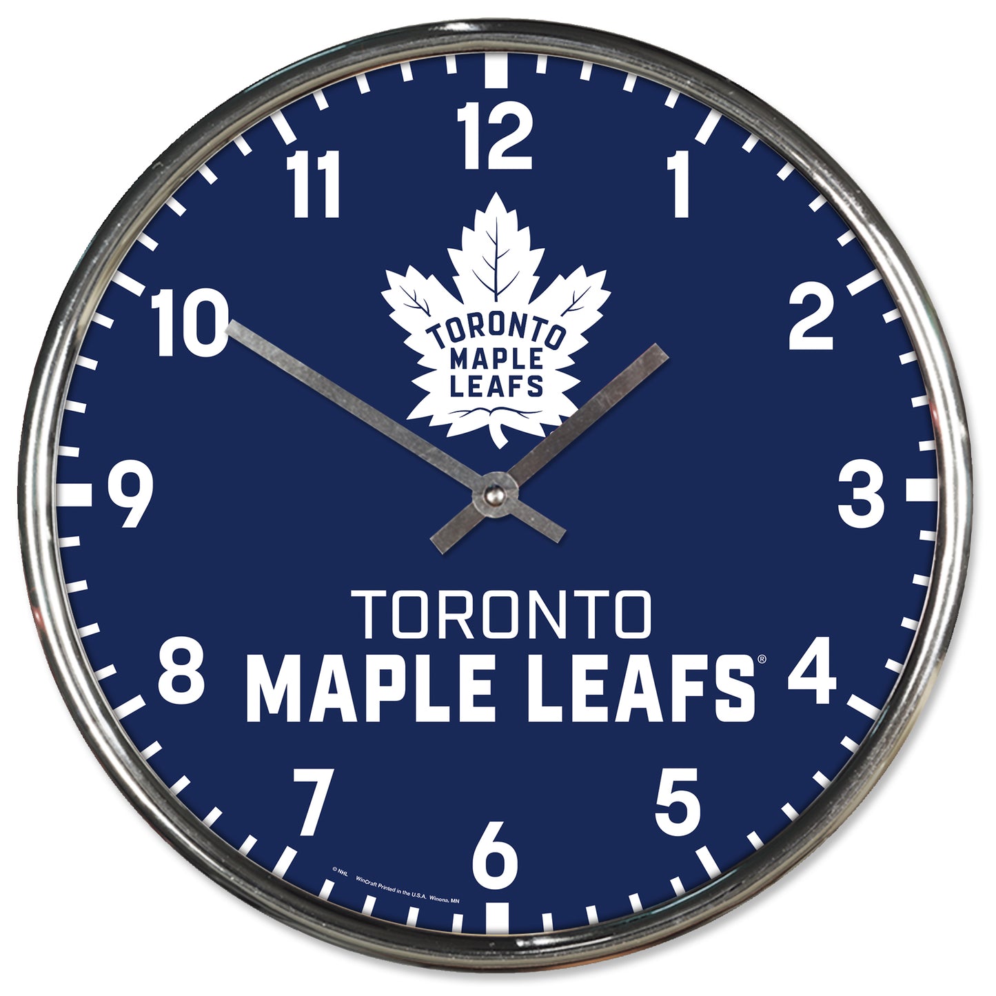 Toronto Maple Leafs Clock Round Wall Style Chrome Periodic Restock