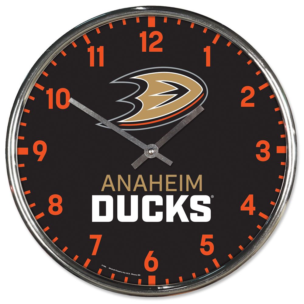 Anaheim Ducks Clock Round Wall Style Chrome Periodic Restock