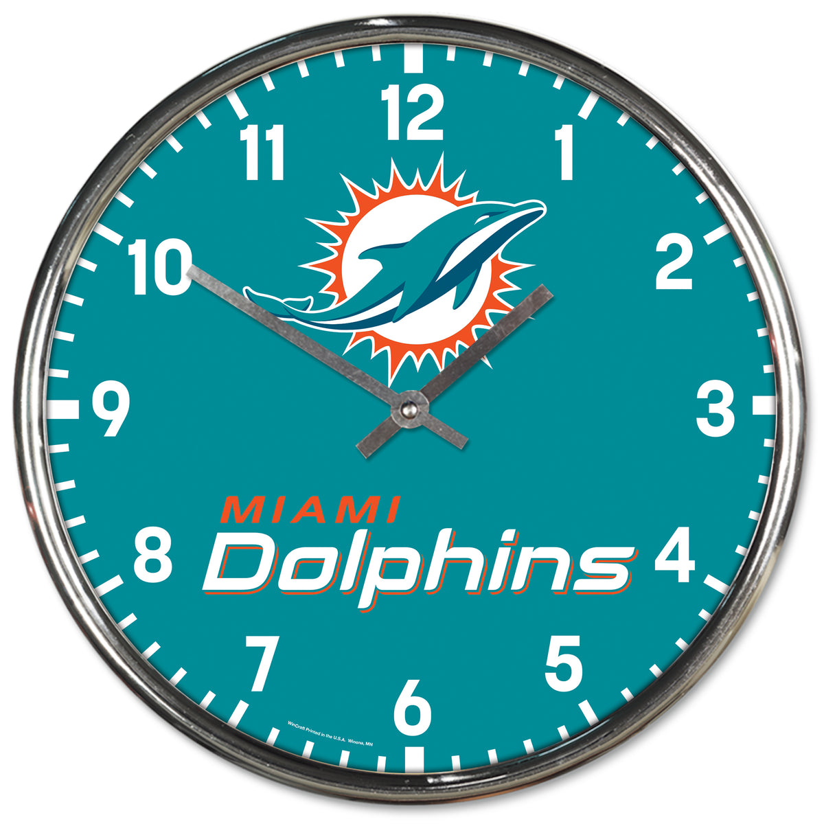 Miami Dolphins Round Chrome Wall Clock Periodic Restock