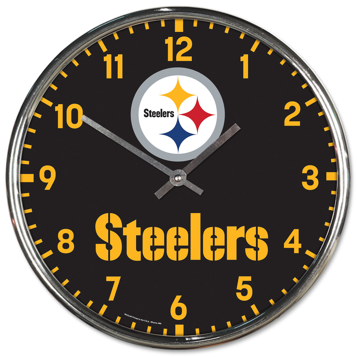 Pittsburgh Steelers Round Chrome Wall Clock Periodic Restock
