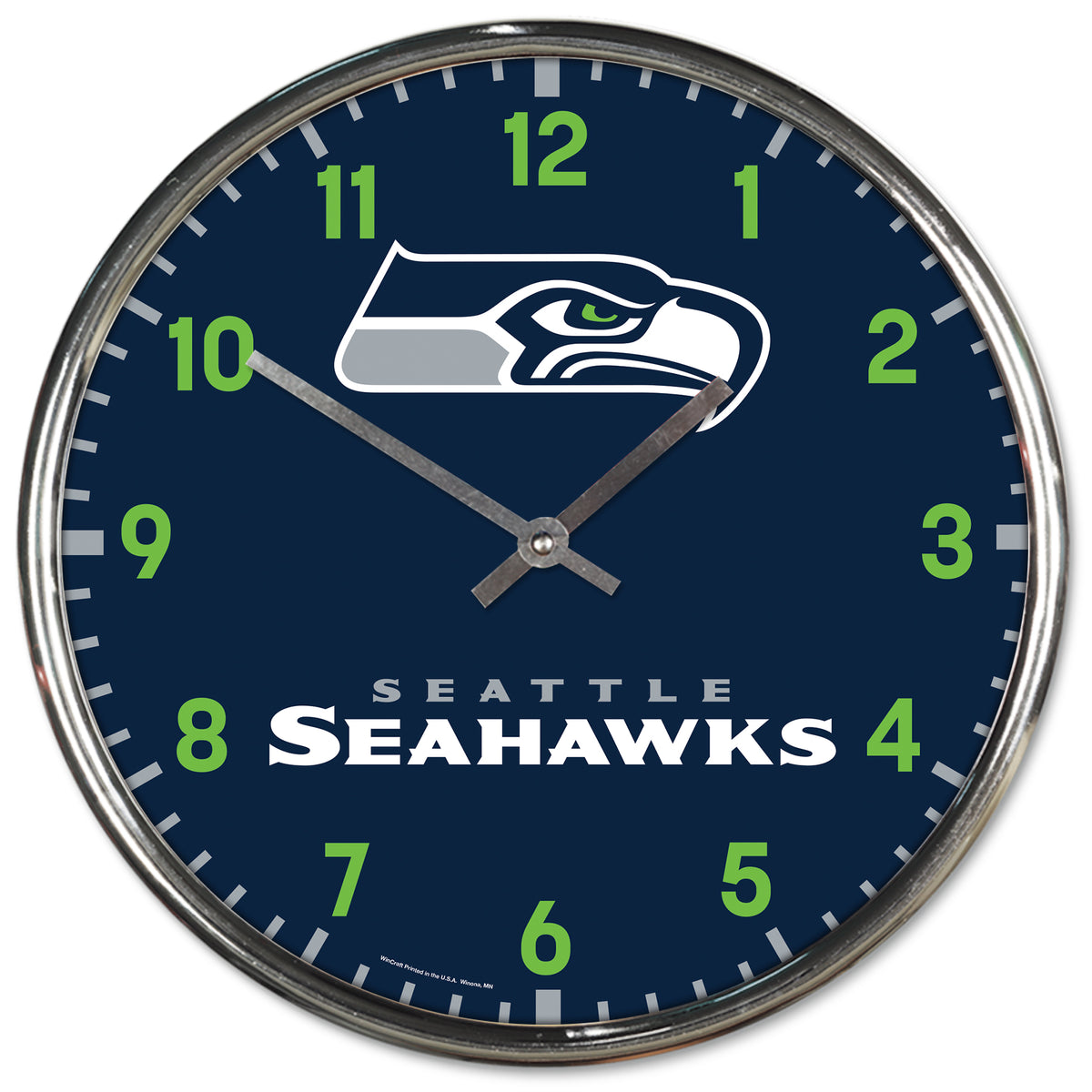 Seattle Seahawks Round Chrome Wall Clock Periodic Restock