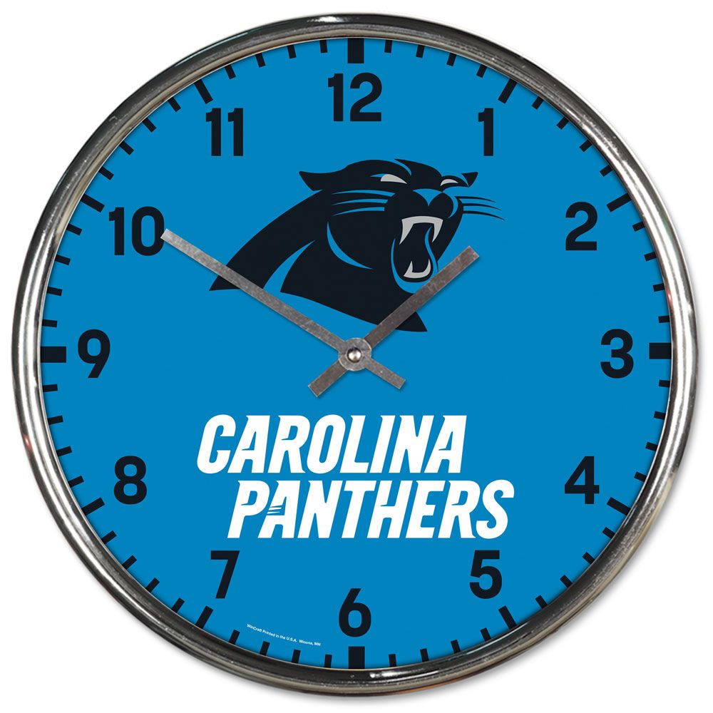 Carolina Panthers Round Chrome Wall Clock Periodic Restock