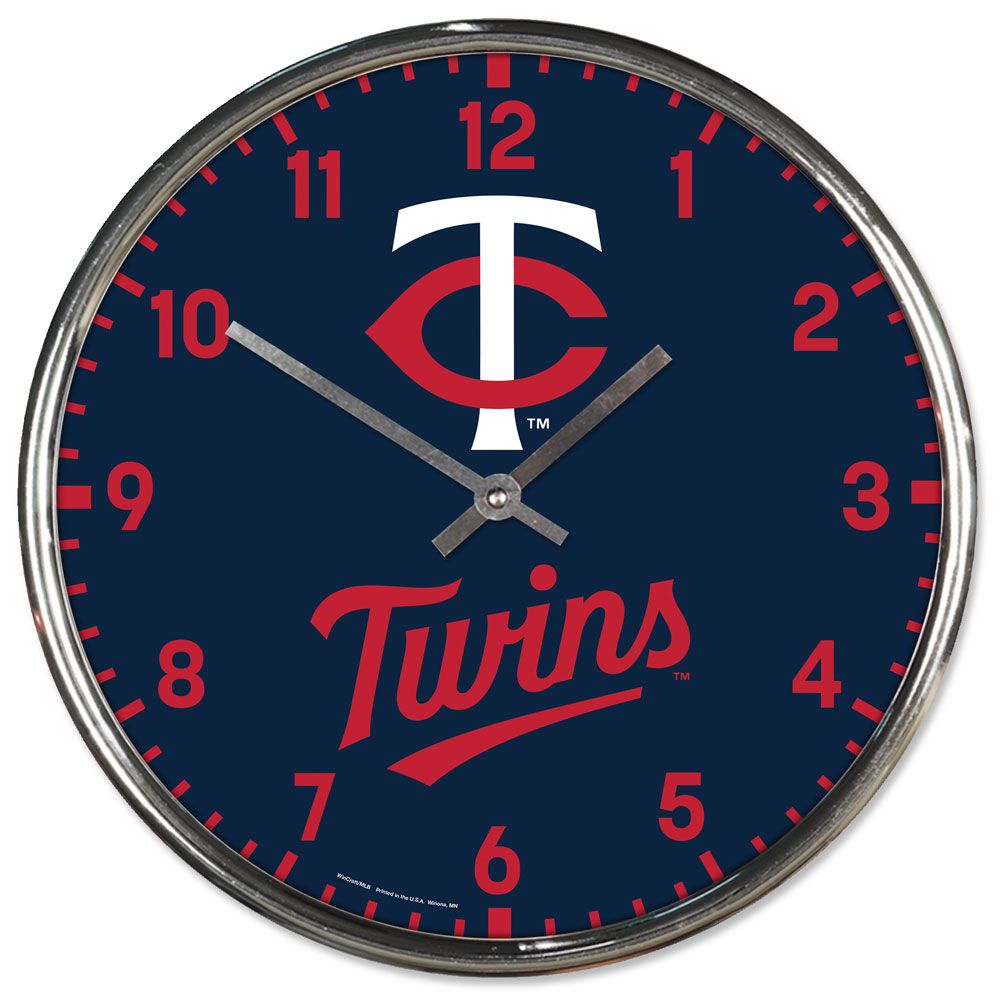 Minnesota Twins Clock Round Wall Style Chrome Periodic Restock