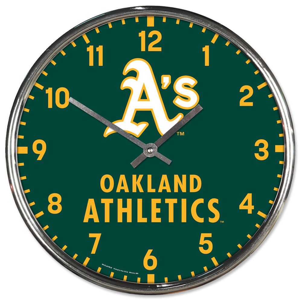 Oakland Athletics Clock Round Wall Style Chrome Periodic Restock