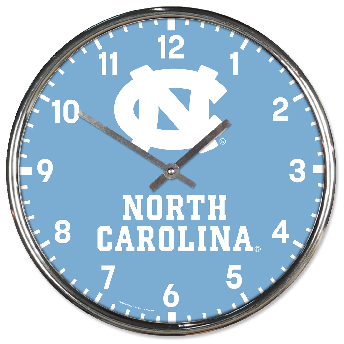 North Carolina Tar Heels Round Chrome Wall Clock Periodic Restock