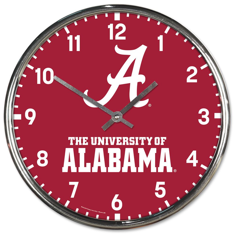 Alabama Crimson Tide Round Chrome Wall Clock Periodic Restock
