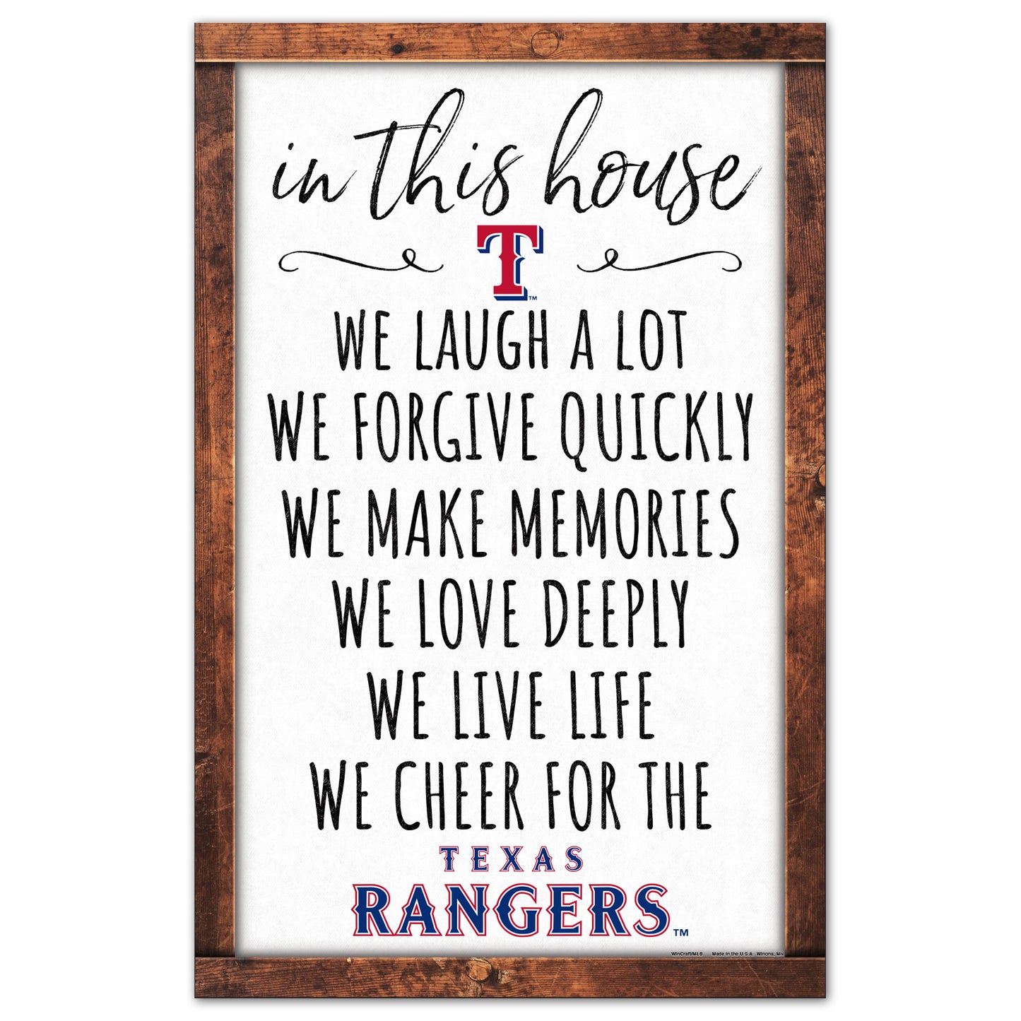 Texas Rangers Sign 11x17 Wood In This House