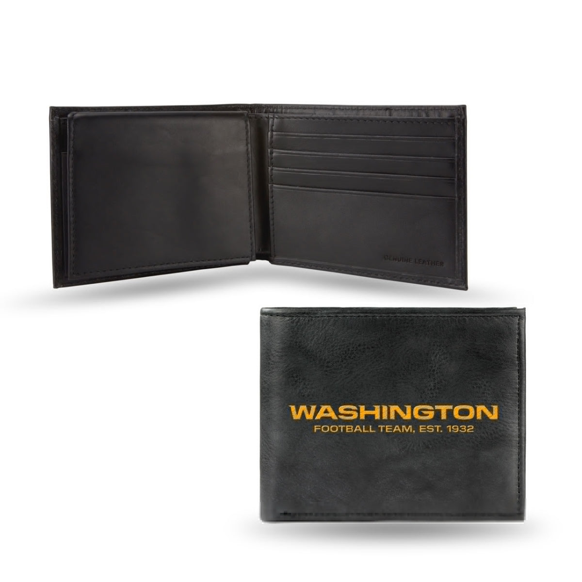 Washington Football Team Wallet Billfold Leather Embroidered Black