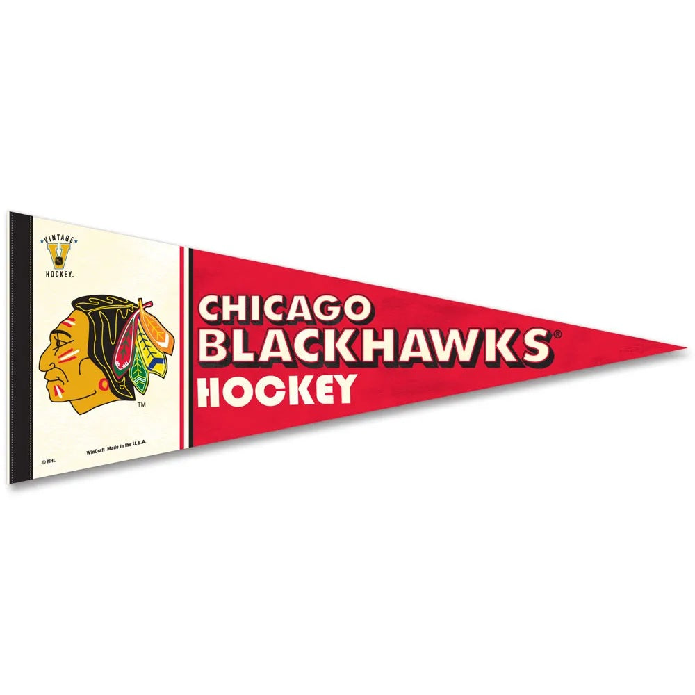Chicago Blackhawks Pennant 12x30 Premium Style Vintage Design