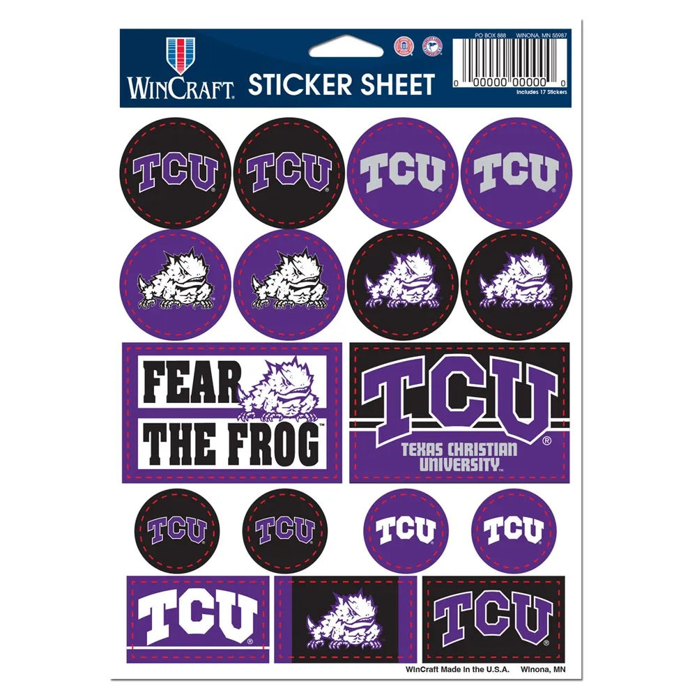 TCU Horned Frogs Decal Sheet 5x7 Vinyl