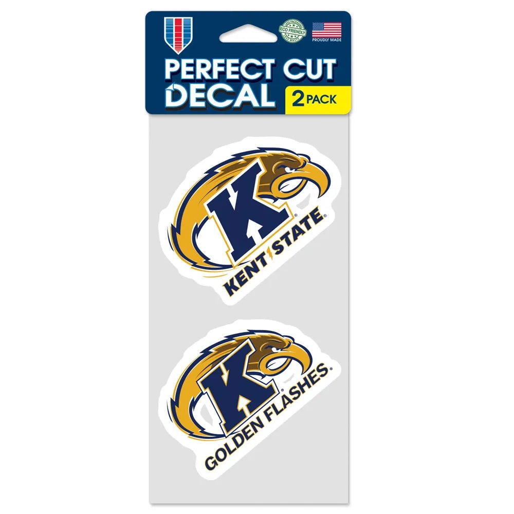 Kent State Golden Flashes Decal 4x4 Perfect Cut Set of 2 - Special Order