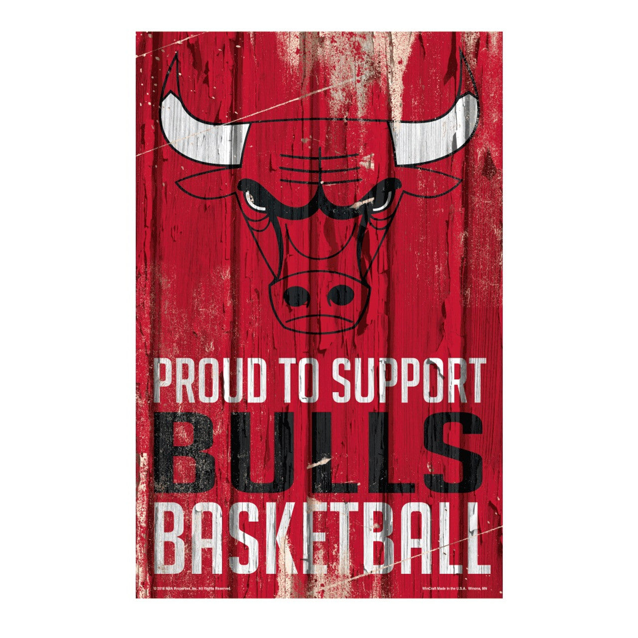 Chicago Bulls Sign 11x17 Wood Proud to Support Design