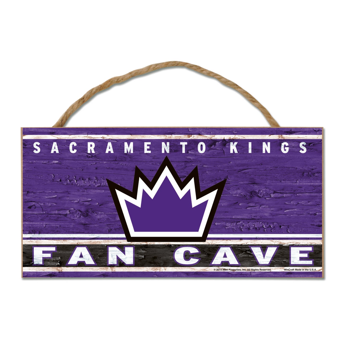 Sacramento Kings Sign Wood 5x10 with Rope Fan Cave