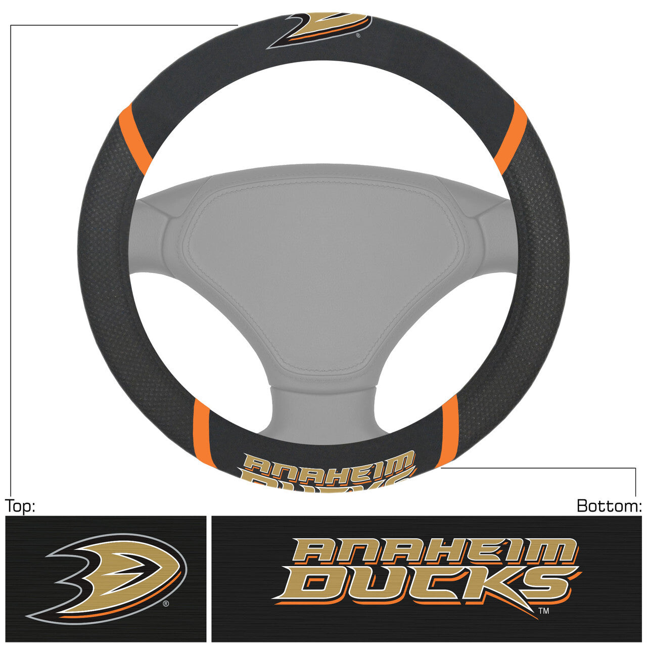 Anaheim Ducks Steering Wheel Cover Mesh/Stitched
