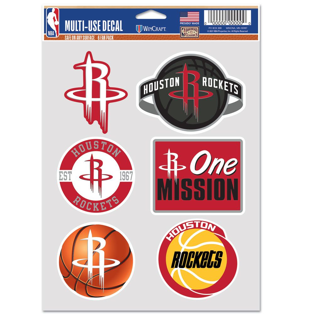 Houston Rockets Decal Multi Use Fan 6 Pack