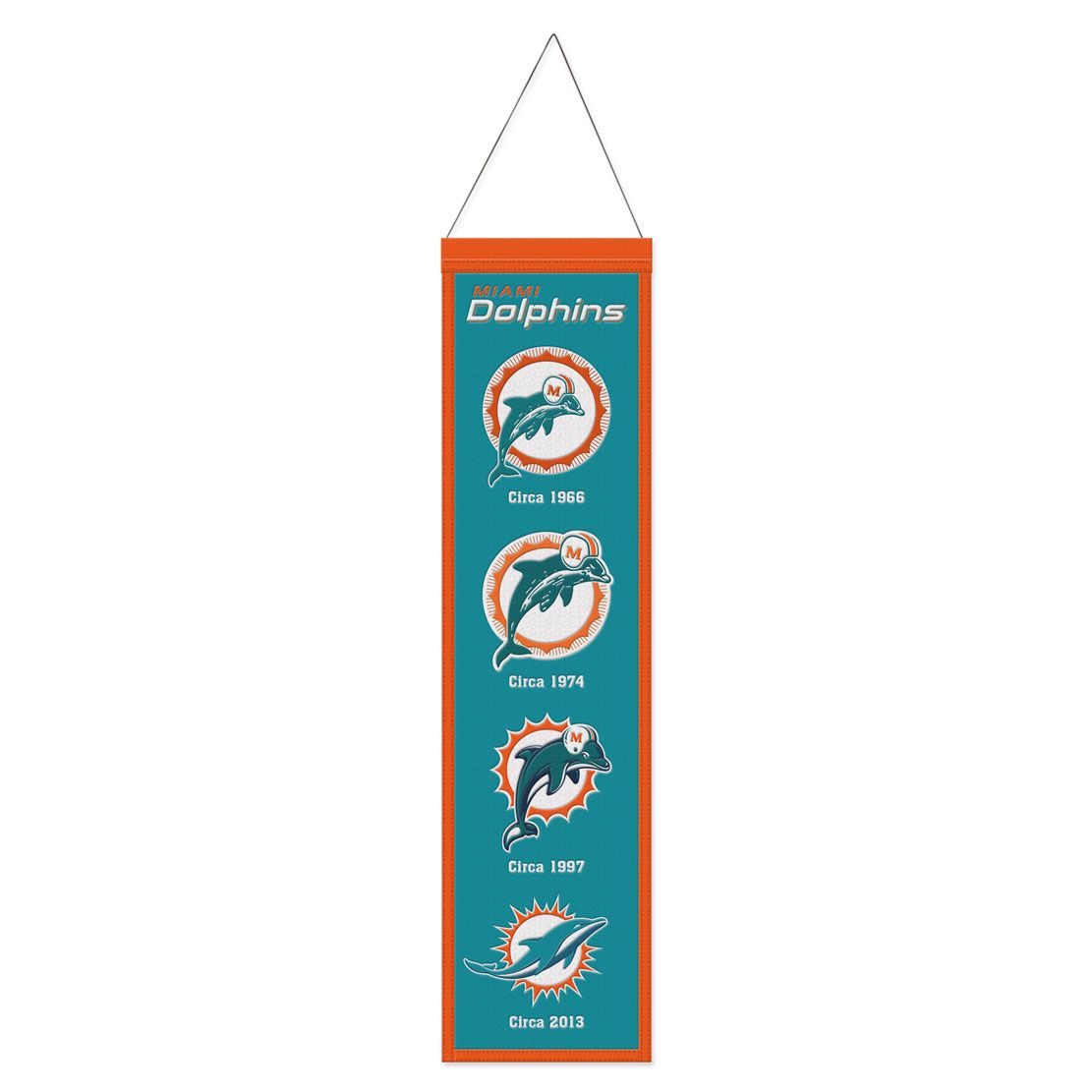 Miami Dolphins Banner Wool 8x32 Heritage Evolution Design