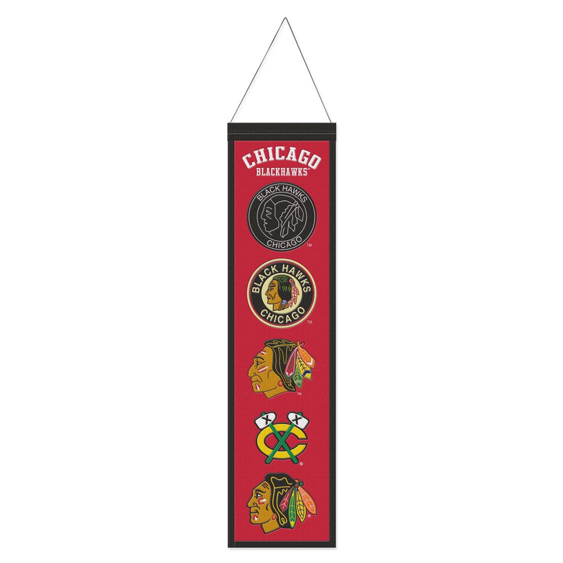 Chicago Blackhawks Banner Wool 8x32 Heritage Evolution Design - Special Order