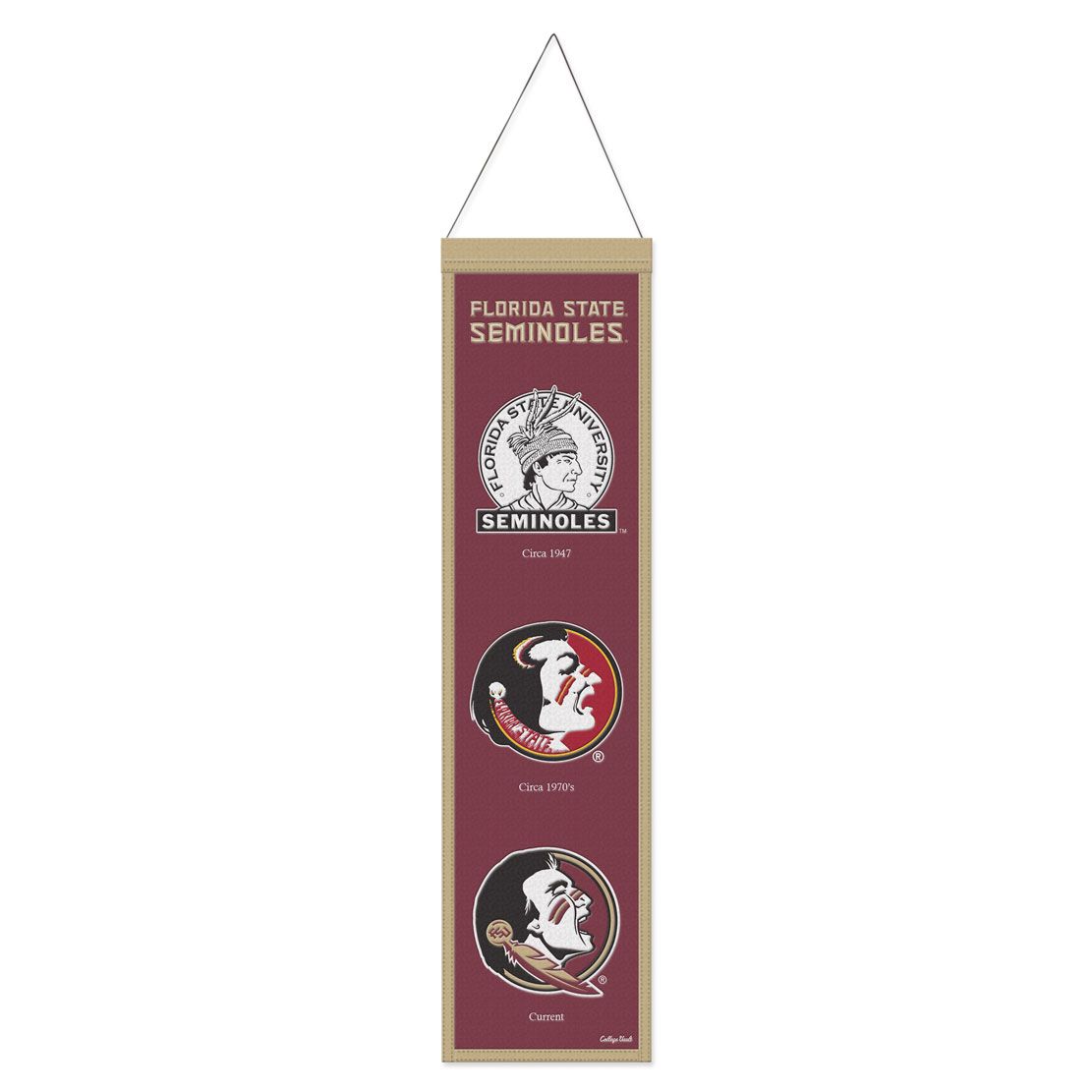 Florida State Seminoles Banner Wool 8x32 Heritage Evolution Design - Special Order