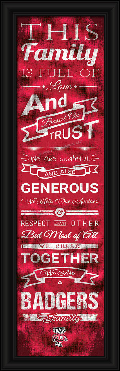 Wisconsin Badgers Family Cheer Print 8"x24"