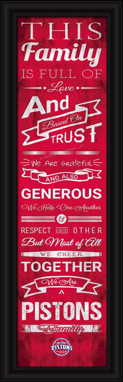 Detroit Pistons Family Cheer Print 8"x24"