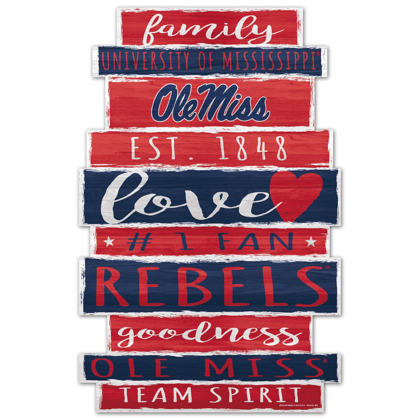 Mississippi Rebels Sign 11x17 Wood Family Word