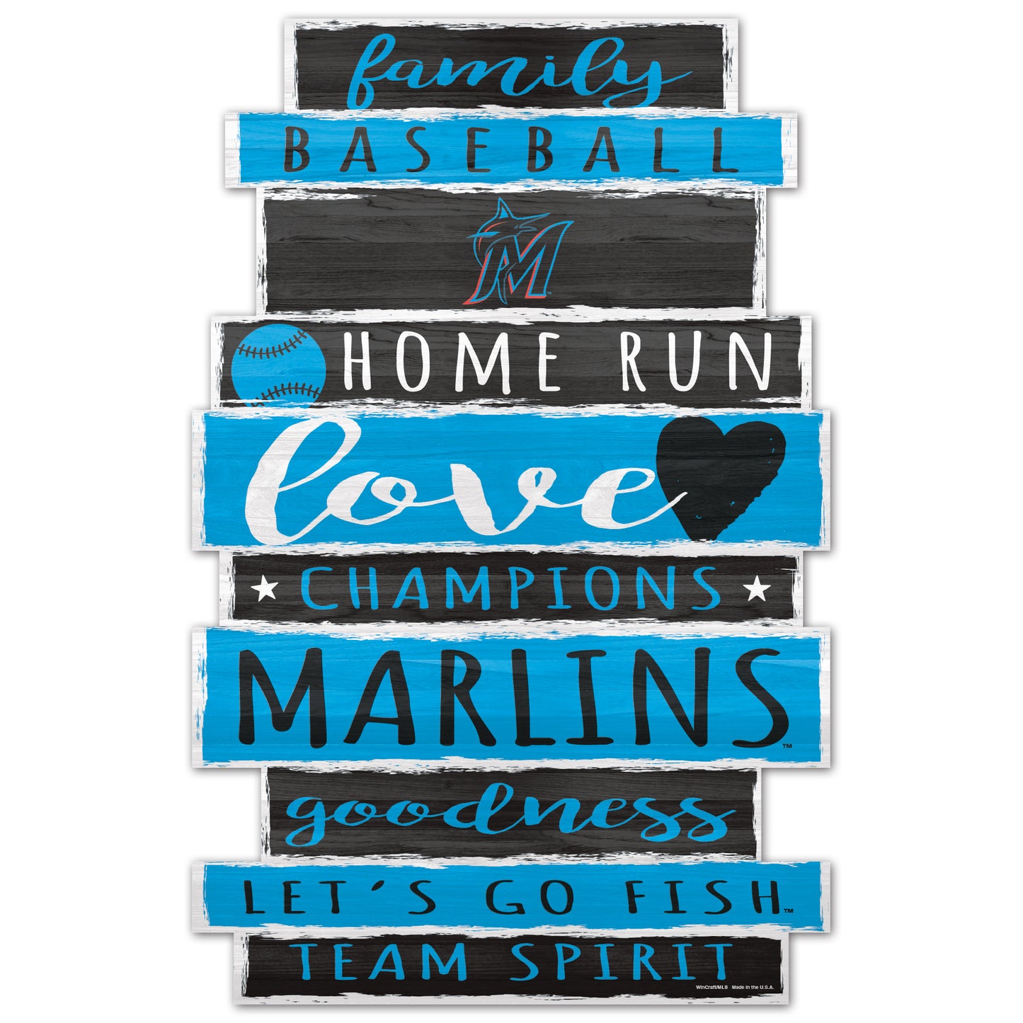 Miami Marlins Sign 11x17 Wood Family Word