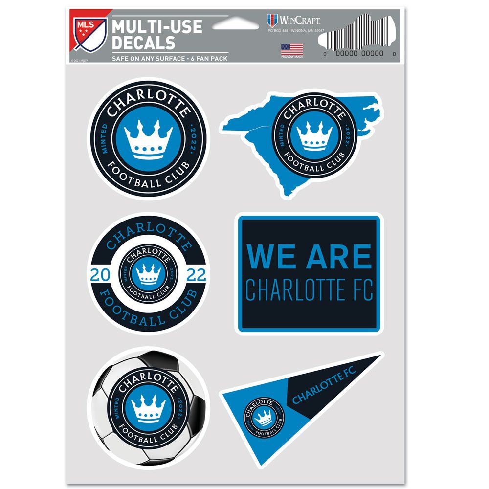 Charlotte FC Decal Multi Use Fan 6 Pack Special Order