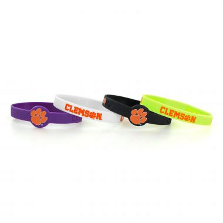 Clemson Tigers Bracelets 4 Pack Silicone - Special Order