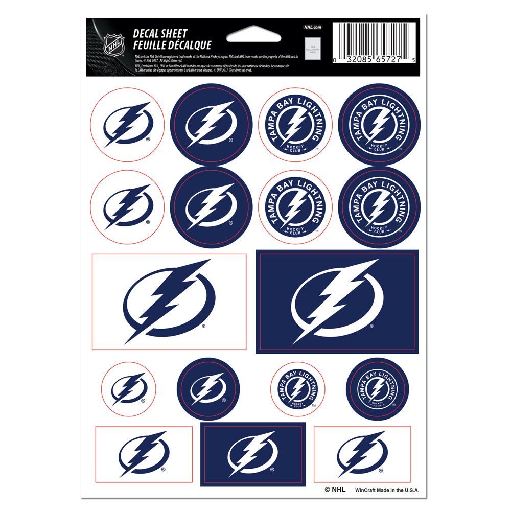 Tampa Bay Lightning Decal Sheet 5x7 Vinyl - Special Order