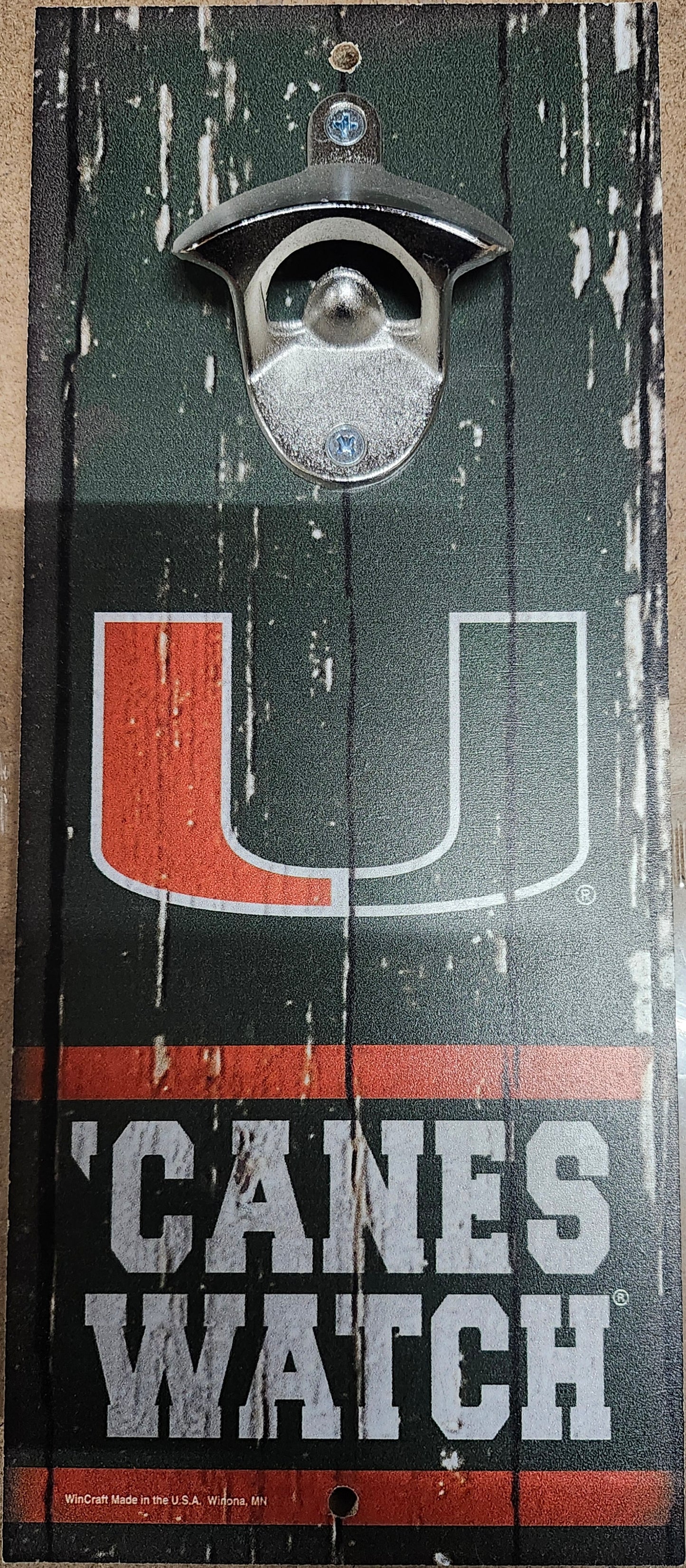 Miami Hurricanes Sign Wood 5x11 Bottle Opener Slogan