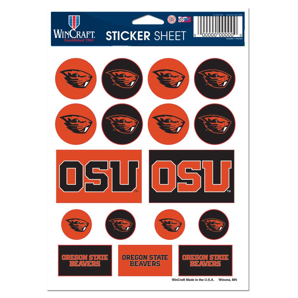 Oregon State Beavers Decal Sheet 5x7 Vinyl - Special Order