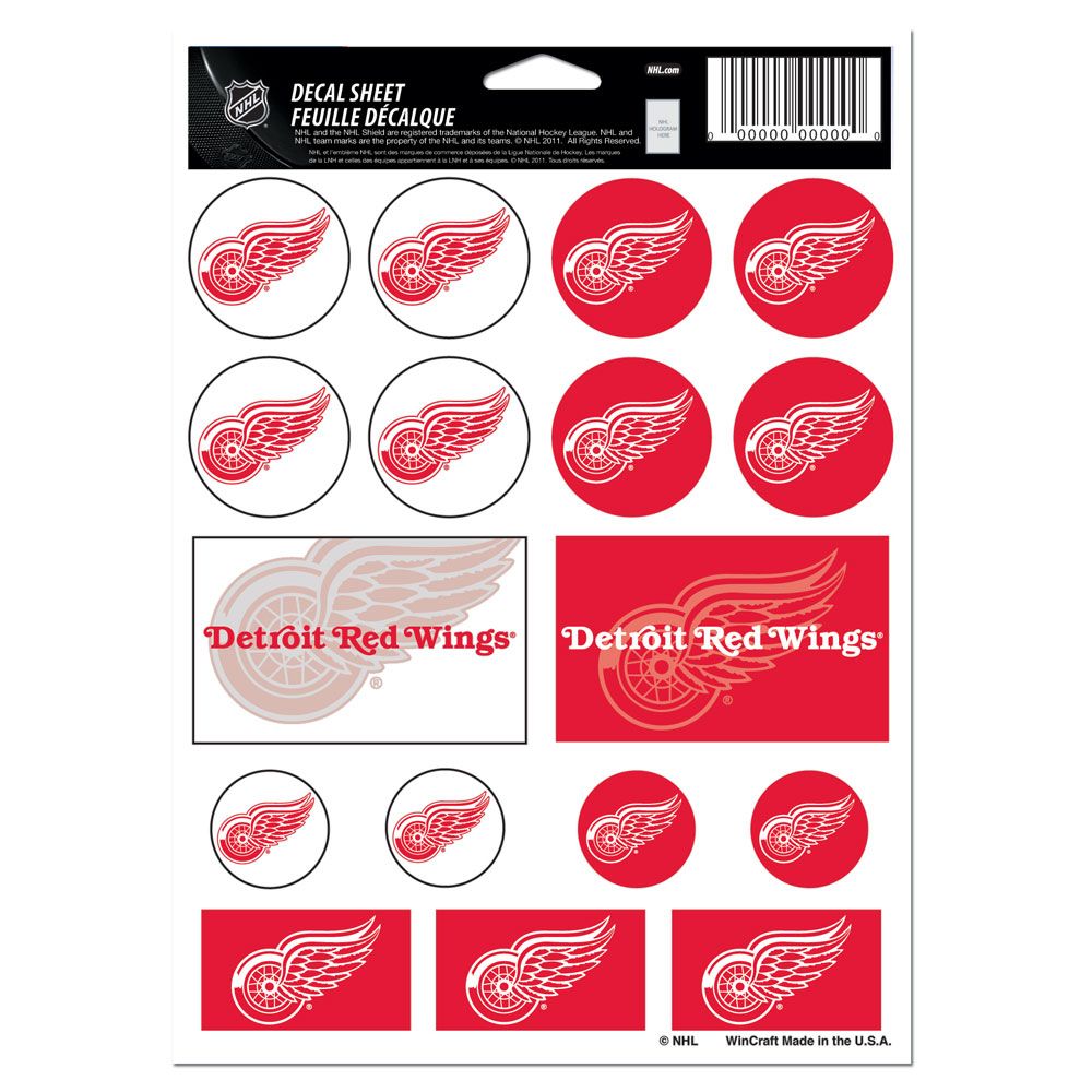 Detroit Red Wings Decal Sheet 5x7 Vinyl - Special Order