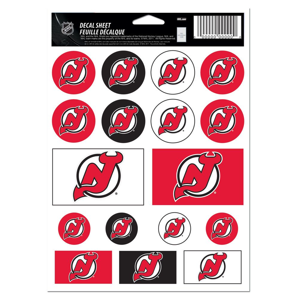 New Jersey Devils Decal Sheet 5x7 Vinyl - Special Order
