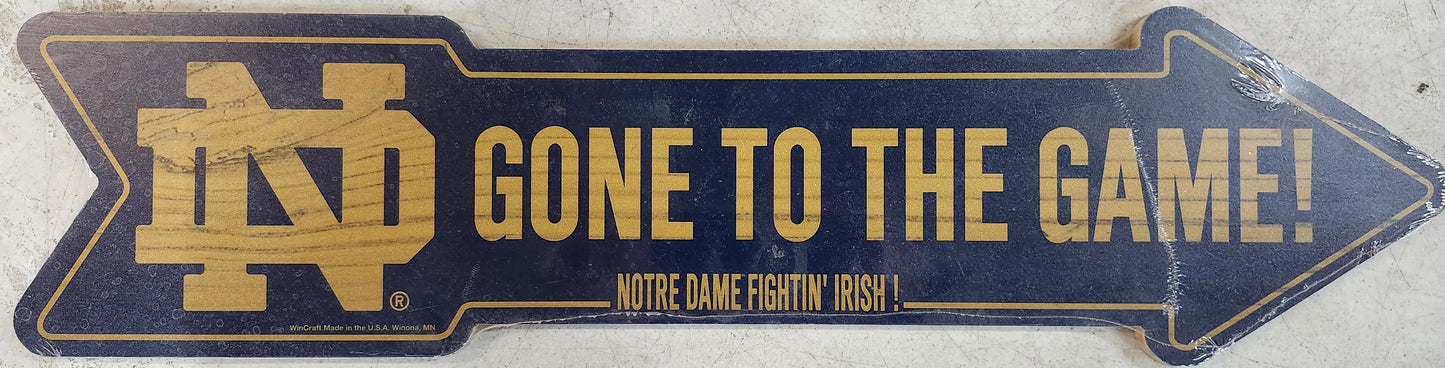 Notre Dame Fighting Irish Sign 6x24 Wood Arrow
