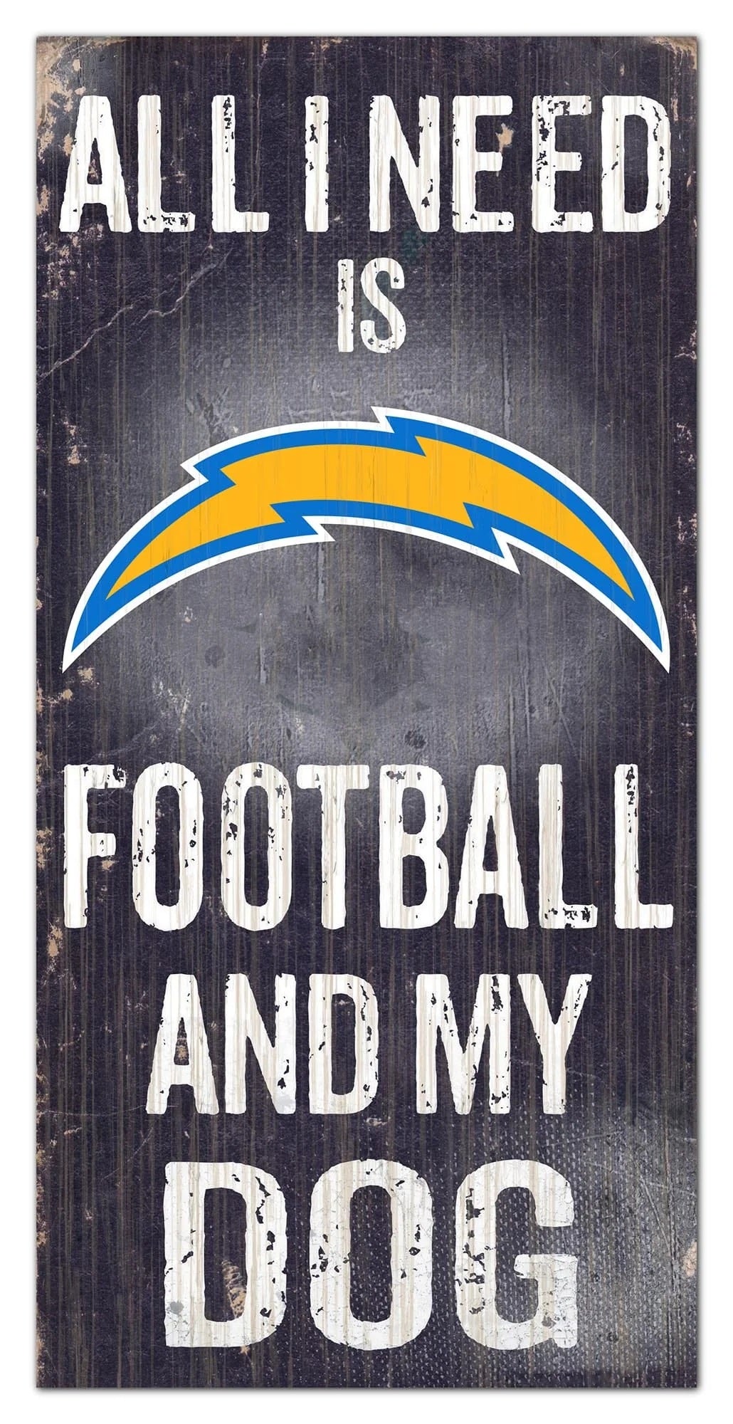 Los Angeles Chargers Sign Wood 6x12 Football and Dog Design