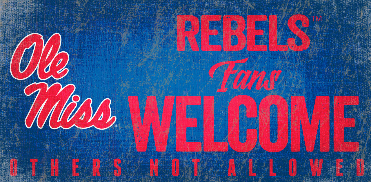 Mississippi Rebels Wood Sign Fans Welcome 12x6