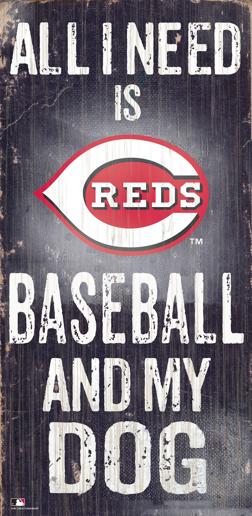 Cincinnati Reds Sign Wood 6x12 Baseball and Dog Design - Special Order